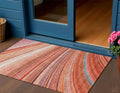 3 X 5 Terra Cotta Salmon And Orange Striped Washable Indoor Outdoor Area Rug