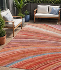 5 X 8 Terra Cotta Salmon And Orange Striped Washable Indoor Outdoor Area Rug
