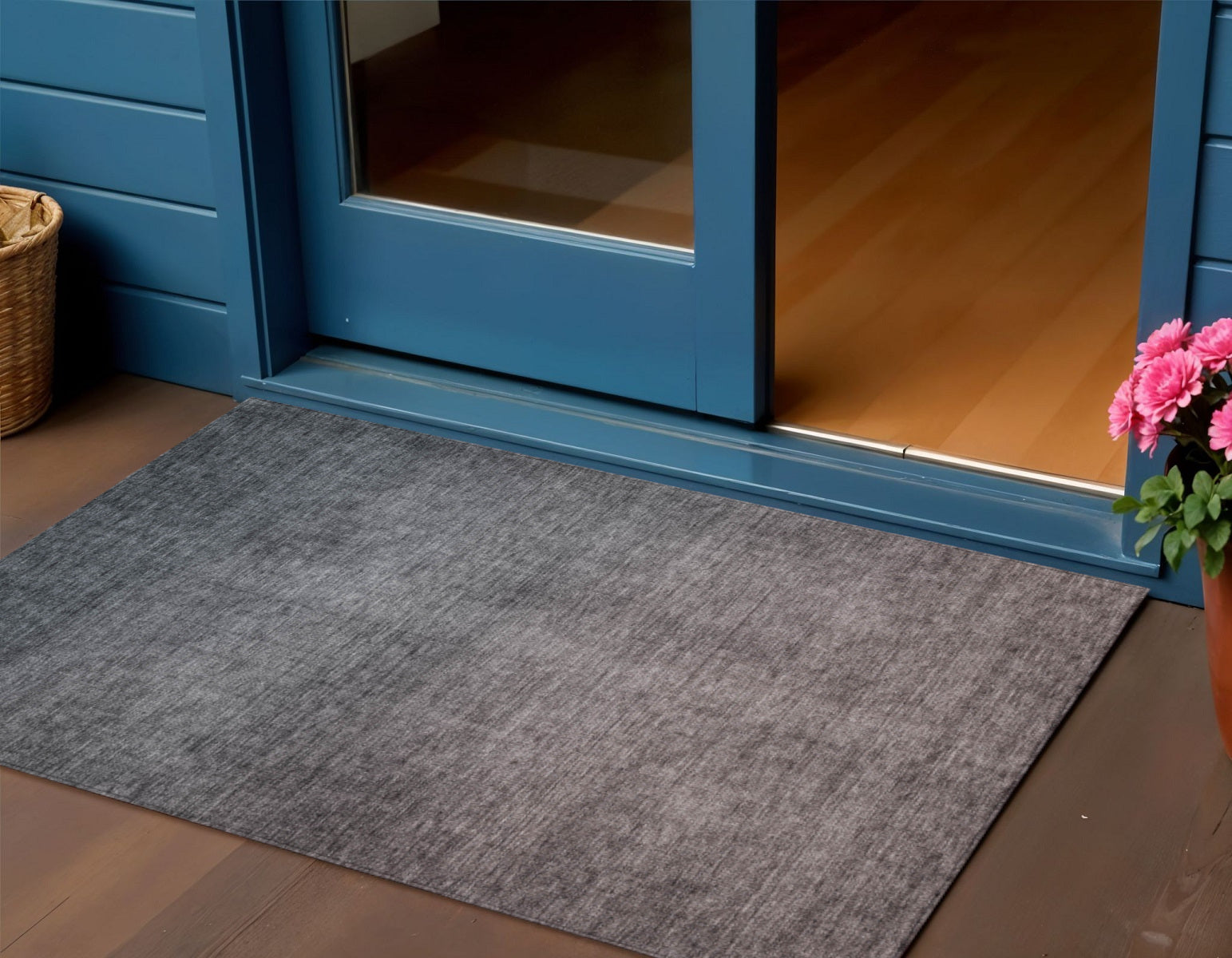 3 X 5 Gray Charcoal And Brown Ombre Washable Indoor Outdoor Area Rug