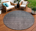 8 Gray Charcoal And Brown Round Ombre Washable Indoor Outdoor Area Rug