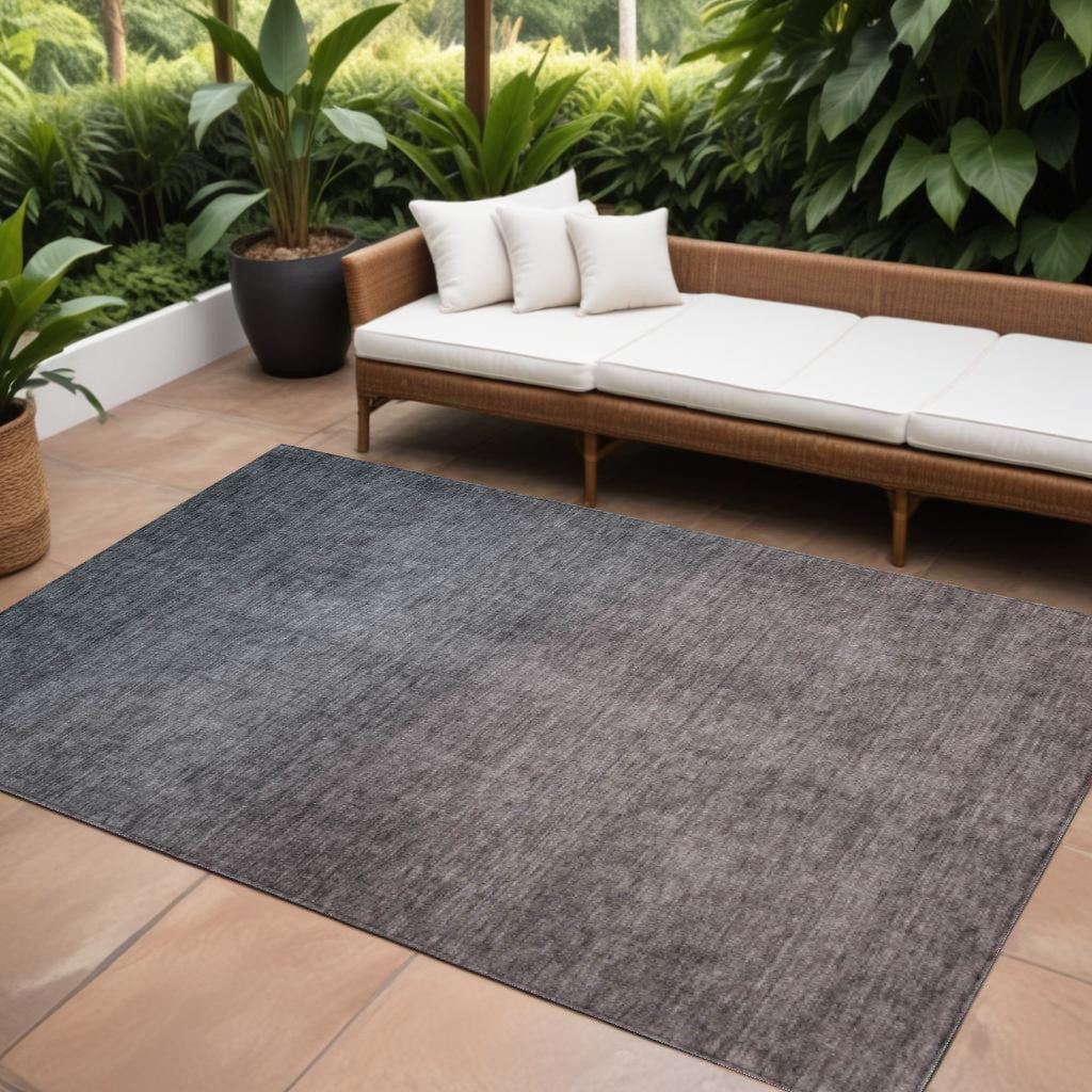 8 X 10 Gray Charcoal And Brown Ombre Washable Indoor Outdoor Area Rug