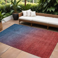 9 X 12 Navy Blue Red And Eggplant Ombre Washable Indoor Outdoor Area Rug