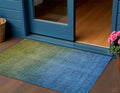 3 X 5 Olive Green Blue And Navy Blue Ombre Washable Indoor Outdoor Area Rug