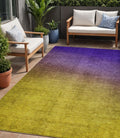 5 X 8 Purple Gold And Blue Ombre Washable Indoor Outdoor Area Rug