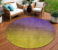 8 Purple Gold And Blue Round Ombre Washable Indoor Outdoor Area Rug