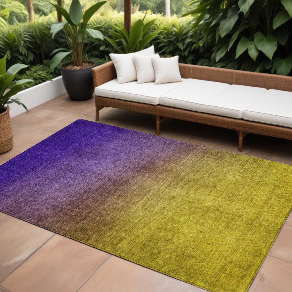 8 X 10 Purple Gold And Blue Ombre Washable Indoor Outdoor Area Rug