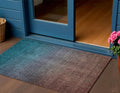 3 X 5 Teal Blue Chocolate And Charcoal Ombre Washable Indoor Outdoor Area Rug