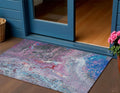 3 X 5 Sky Blue And Purple Abstract Washable Indoor Outdoor Area Rug