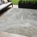 5 X 8 Silver Gray And Taupe Abstract Washable Indoor Outdoor Area Rug