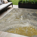 5 X 8 Taupe Brown And Beige Abstract Washable Indoor Outdoor Area Rug