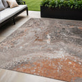 5 X 8 Terra Cotta Copper And Gray Abstract Washable Indoor Outdoor Area Rug