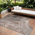 8 X 10 Terra Cotta Copper And Gray Abstract Washable Indoor Outdoor Area Rug