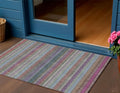 3 X 5 Taupe Purple And Blue Striped Washable Indoor Outdoor Area Rug