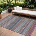 10 X 14 Taupe Purple And Blue Striped Washable Indoor Outdoor Area Rug