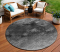 8 Gray Charcoal And Silver Round Abstract Washable Indoor Outdoor Area Rug