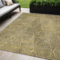 5 X 8 Gold Black And Charcoal Geometric Washable Indoor Outdoor Area Rug