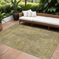 8 X 10 Gold Black And Charcoal Geometric Washable Indoor Outdoor Area Rug