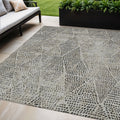 5 X 8 Gray Beige And Black Geometric Washable Indoor Outdoor Area Rug