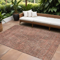 9 X 12 Salmon Charcoal And Beige Geometric Washable Indoor Outdoor Area Rug