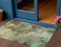 3 X 5 Beige Green And Artichoke Green Abstract Washable Indoor Outdoor Area Rug