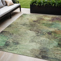 5 X 8 Beige Green And Artichoke Green Abstract Washable Indoor Outdoor Area Rug