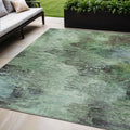 5 X 8 Green And Brown Abstract Washable Indoor Outdoor Area Rug