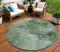 8 Green And Brown Round Abstract Washable Indoor Outdoor Area Rug