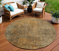 8 Brown Beige And Taupe Round Abstract Washable Indoor Outdoor Area Rug