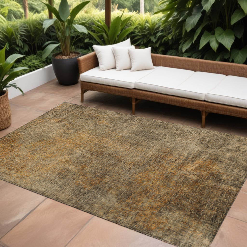 8 X 10 Brown Beige And Taupe Abstract Washable Indoor Outdoor Area Rug