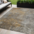 5 X 8 Gray Silver And Charcoal Abstract Washable Indoor Outdoor Area Rug