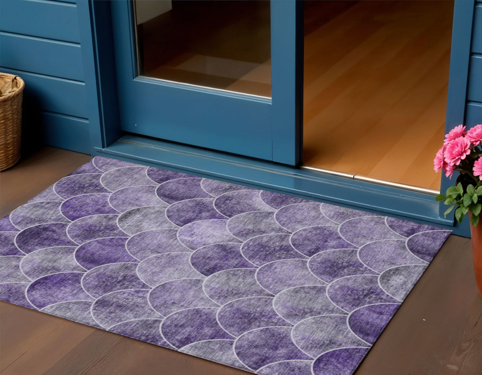 3 X 5 Purple Lilac And Lavender Abstract Washable Indoor Outdoor Area Rug