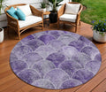 8 Purple Lilac And Lavender Round Abstract Washable Indoor Outdoor Area Rug