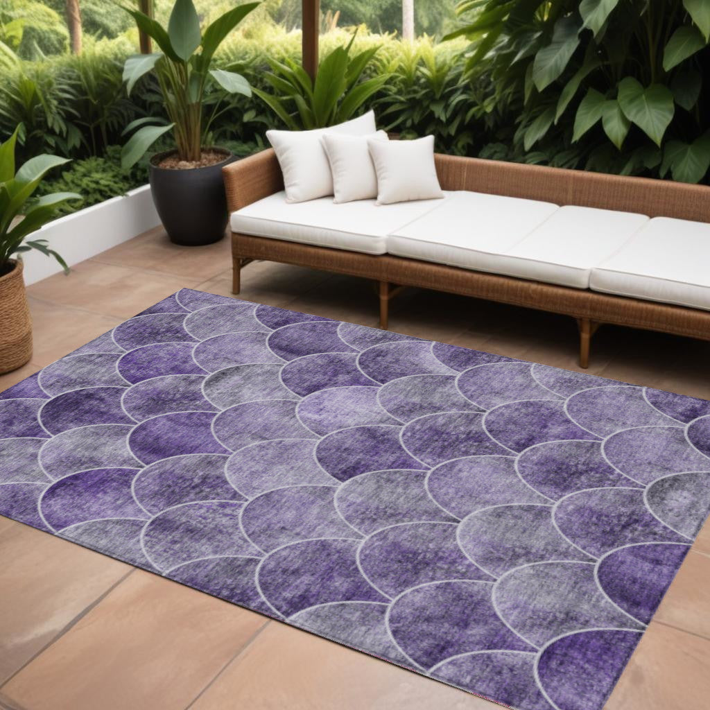 8 X 10 Purple Lilac And Lavender Abstract Washable Indoor Outdoor Area Rug