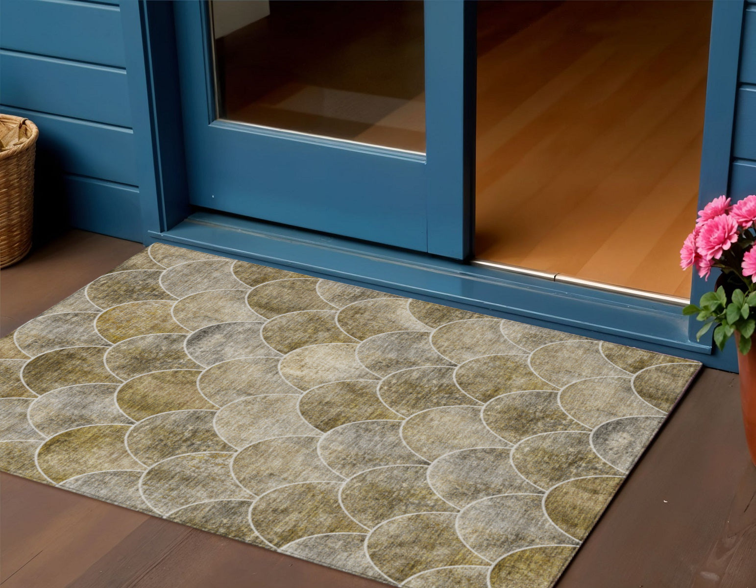 3 X 5 Taupe Beige And Gray Abstract Washable Indoor Outdoor Area Rug