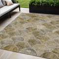 5 X 8 Taupe Beige And Gray Abstract Washable Indoor Outdoor Area Rug