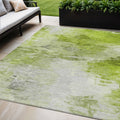 5 X 8 Artichoke Green And Lime Green Abstract Washable Indoor Outdoor Area Rug