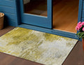 3 X 5 Gold Beige And Wheat Abstract Washable Indoor Outdoor Area Rug