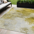 5 X 8 Gold Beige And Wheat Abstract Washable Indoor Outdoor Area Rug