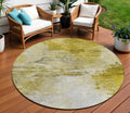 8 Gold Beige And Wheat Round Abstract Washable Indoor Outdoor Area Rug