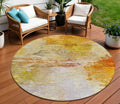 8 Orange Copper And Terra Cotta Round Abstract Washable Indoor Outdoor Area Rug