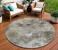 8 Beige Taupe And Gray Round Abstract Washable Indoor Outdoor Area Rug
