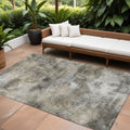 10 X 14 Beige Taupe And Gray Abstract Washable Indoor Outdoor Area Rug