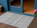 3 X 5 Gray Silver And Charcoal Striped Washable Indoor Outdoor Area Rug