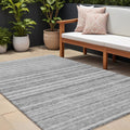 10 X 14 Gray Silver And Charcoal Striped Washable Indoor Outdoor Area Rug