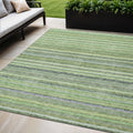 5 X 8 Artichoke Green And Olive Green Striped Washable Indoor Outdoor Area Rug