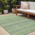 8 X 10 Artichoke Green And Olive Green Striped Washable Indoor Outdoor Area Rug