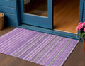 3 X 5 Purple Eggplant And Lilac Striped Washable Indoor Outdoor Area Rug