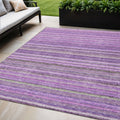 5 X 8 Purple Eggplant And Lilac Striped Washable Indoor Outdoor Area Rug