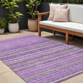 8 X 10 Purple Eggplant And Lilac Striped Washable Indoor Outdoor Area Rug