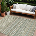 9 X 12 Sage Mint Green And Beige Striped Washable Indoor Outdoor Area Rug